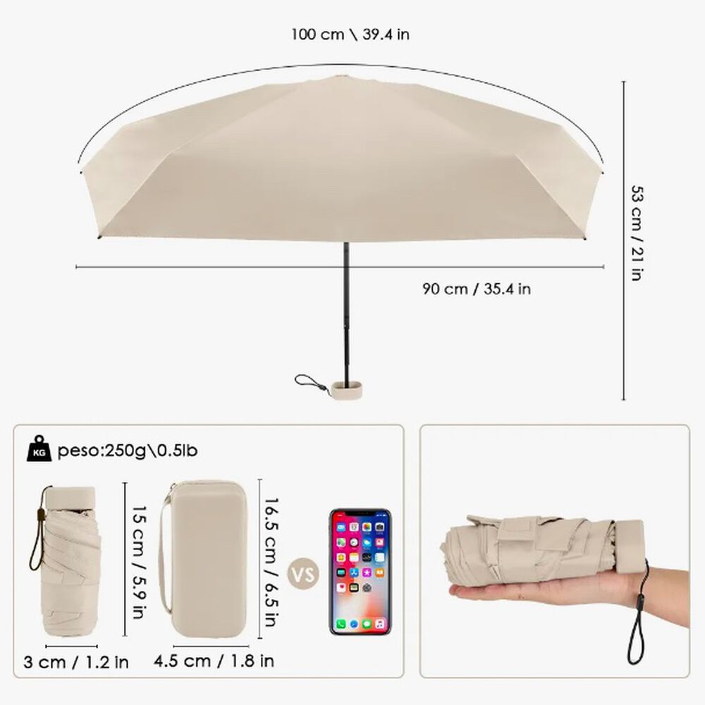 Mini Paragua Plegable Blanco image number 2.0