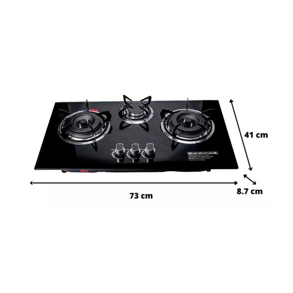 Cocina Encimera A Gas Placa Vidrio Templado 3 Platos image number 3.0