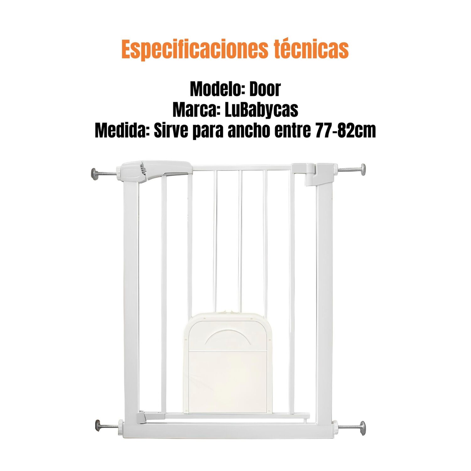 Puerta Seguridad Beb&eacute; Puertita Mascota 77-82cm Lubabycas image number 15.0