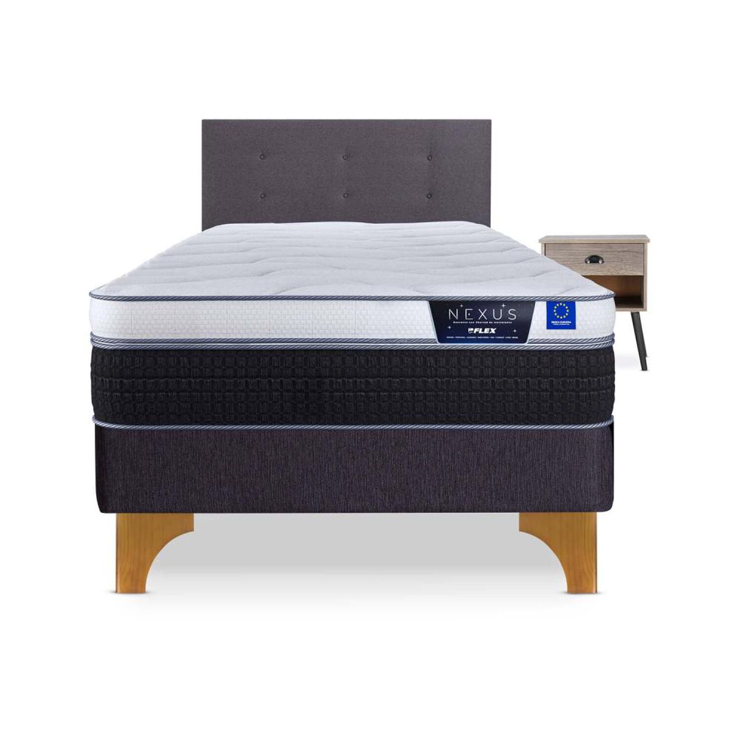 Cama Europea Flex Nexus / 1.5 Plazas / Base Normal + Set De Maderas image number 0.0