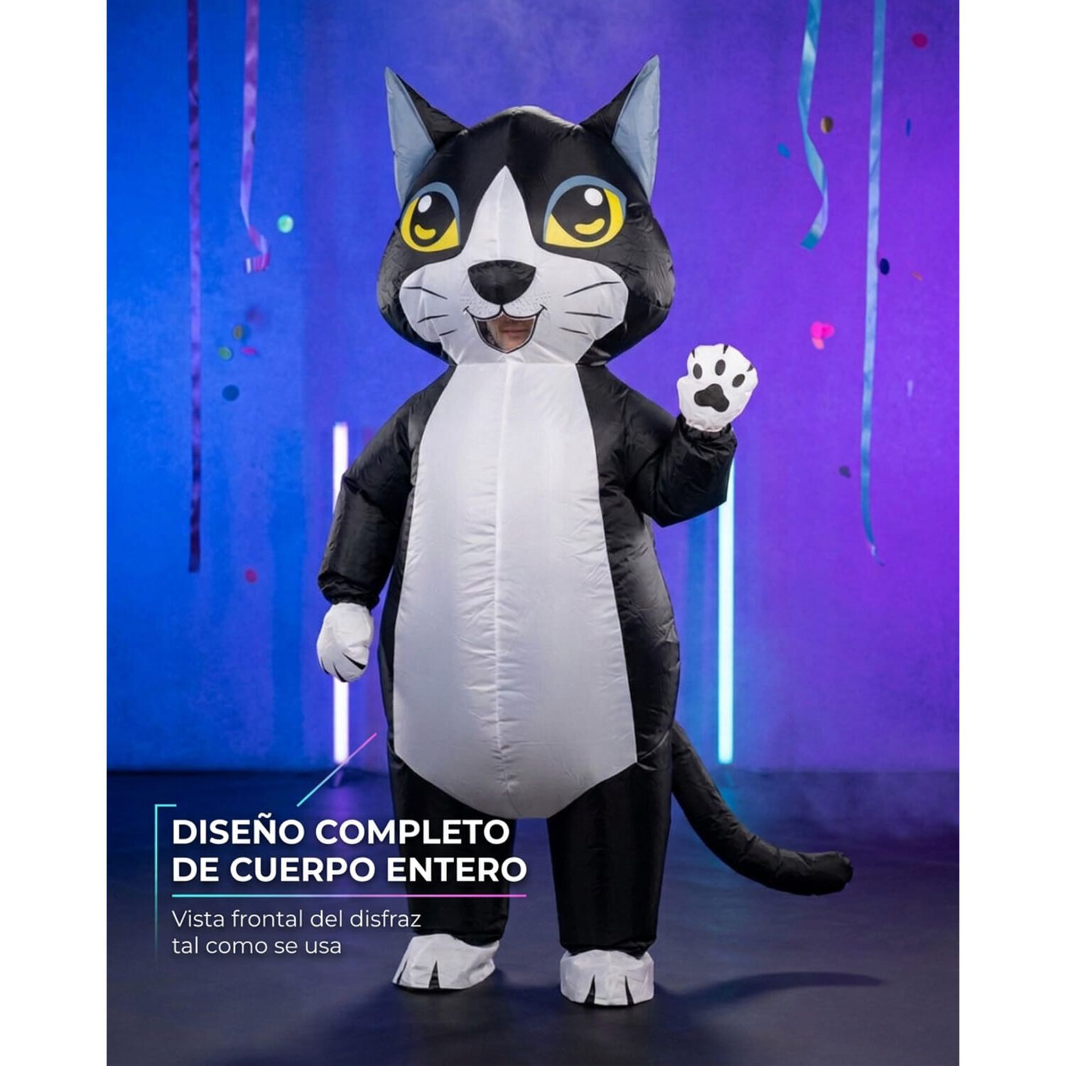 Disfraz Inflable De Gato Adulto Completo Halloween image number 6.0