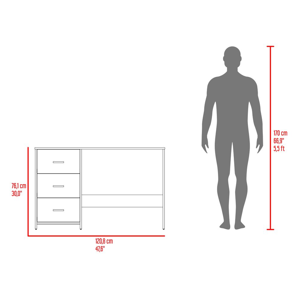 Escritorio Con Cajonera Fm Blanco 76,2x120,8x42,1 Cm image number 7.0