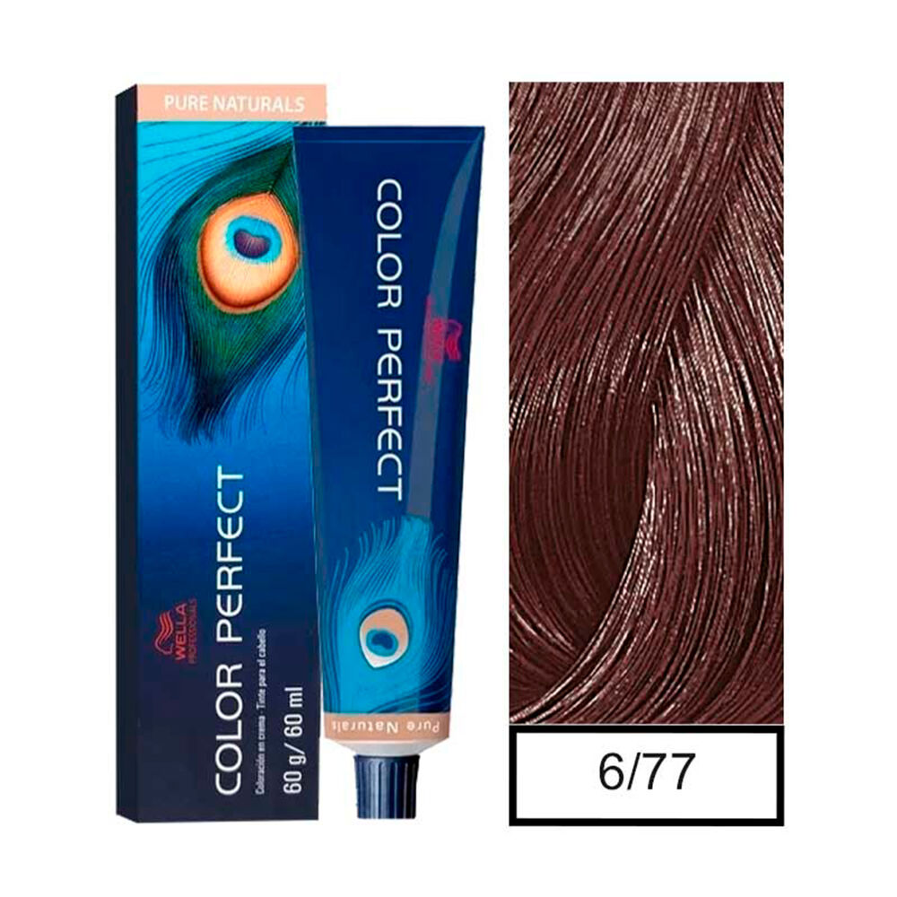 Wella - Tintura Permanente Color Perfect 6/77 Rubio Oscuro Marrón Intenso 60gr + Oxidante 20vol 60ml image number 0.0