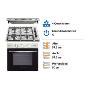 Kit De Cocina Sindelen Campana CA-610EIN + Encimera CEG-4600IN + Horno HE-7200IN 4 Quemadores