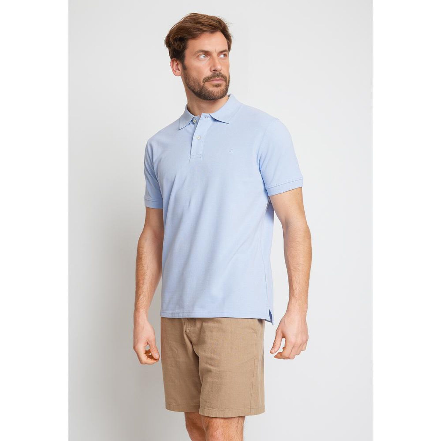 Polera Slim Lisa Manga Corta Cuello Piqu&eacute; Hombre Trial image number 0.0