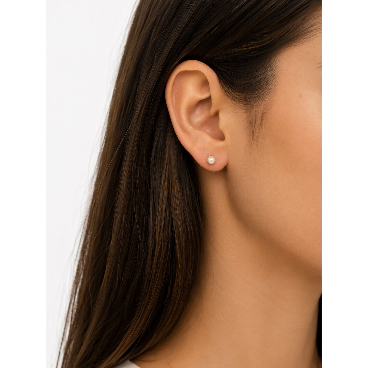 Aros Perla Cultivada Casquillo 5mm N3 Oro 18k 1.40gr Mujer Dorado image number 4.0