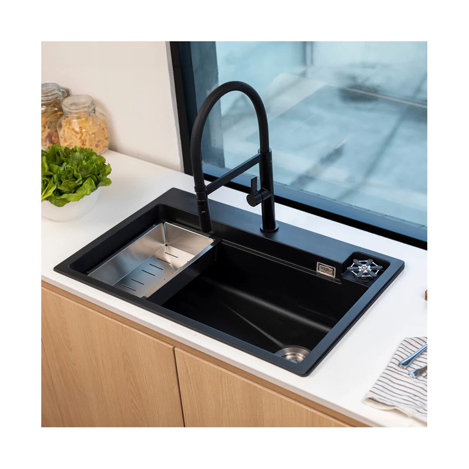 Lavaplatos Smart Wash Granito Negro + Grifer&iacute;a Fdv Deluxe image number 1.0