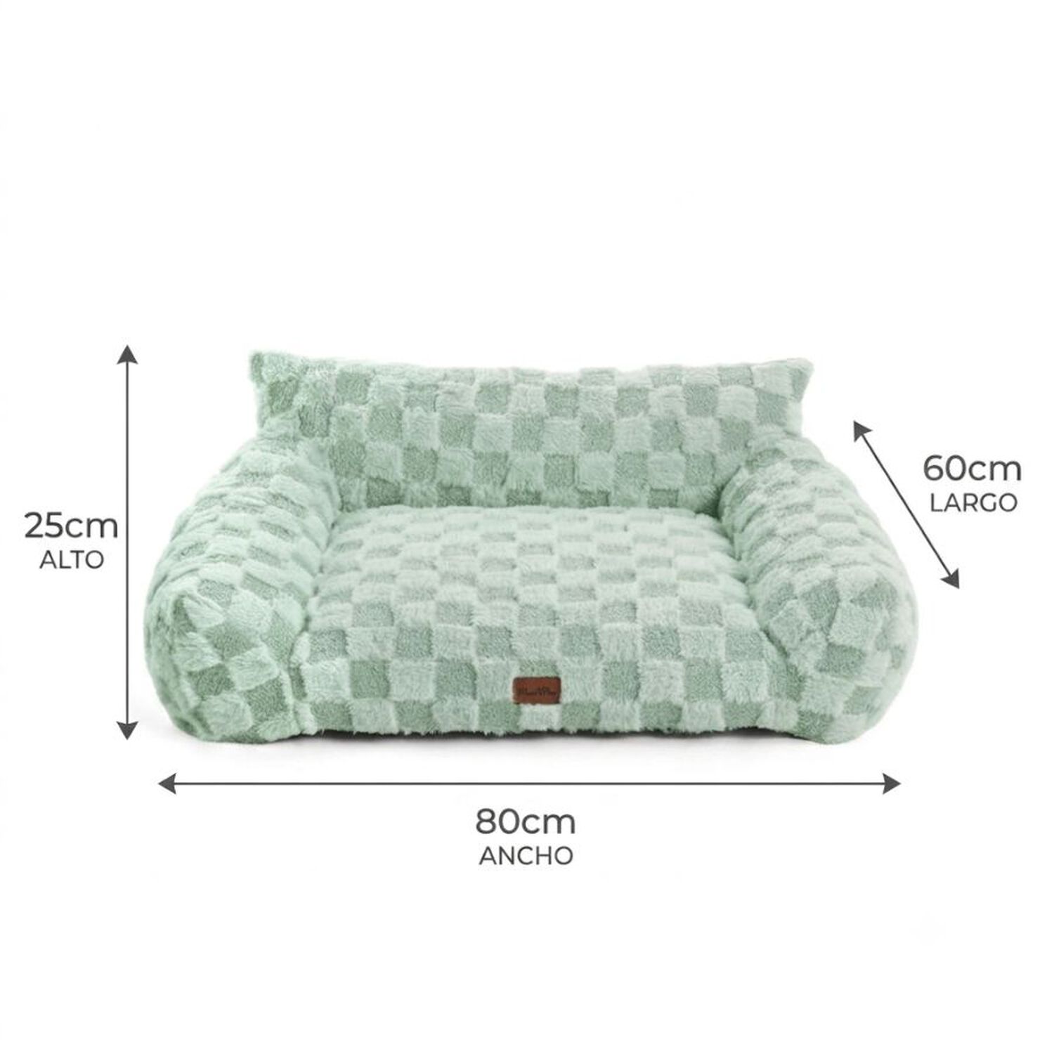 Cama Sof&aacute; Para Perros Y Gatos Dise&ntilde;o Cuadros Verde Lavable Talla M image number 1.0