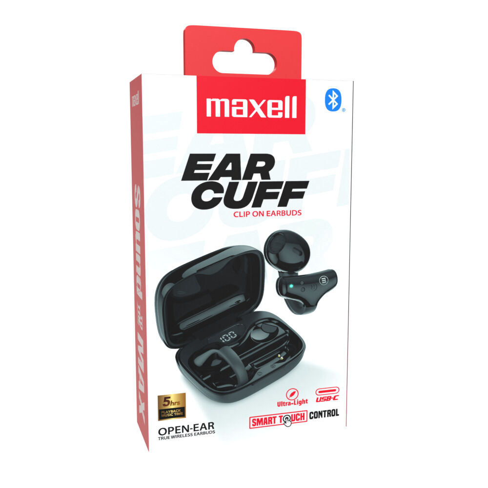 Aud&iacute;fonos Bluetooth Maxell Ear Cuff Clip On Open-ear Tws Negro image number 3.0