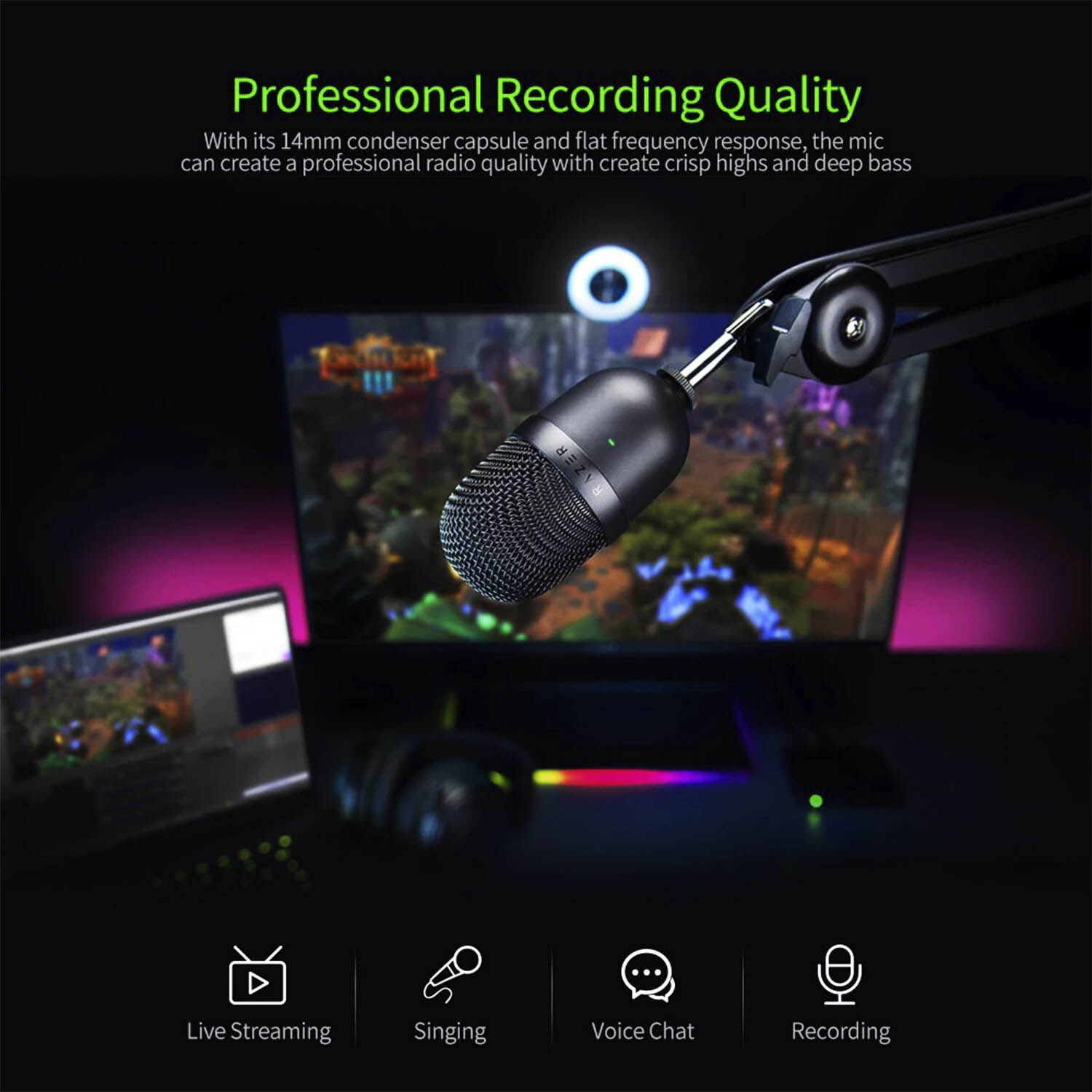 Microfono Razer Seiren Pink Mini Ultra Quart Condensador image number 2.0