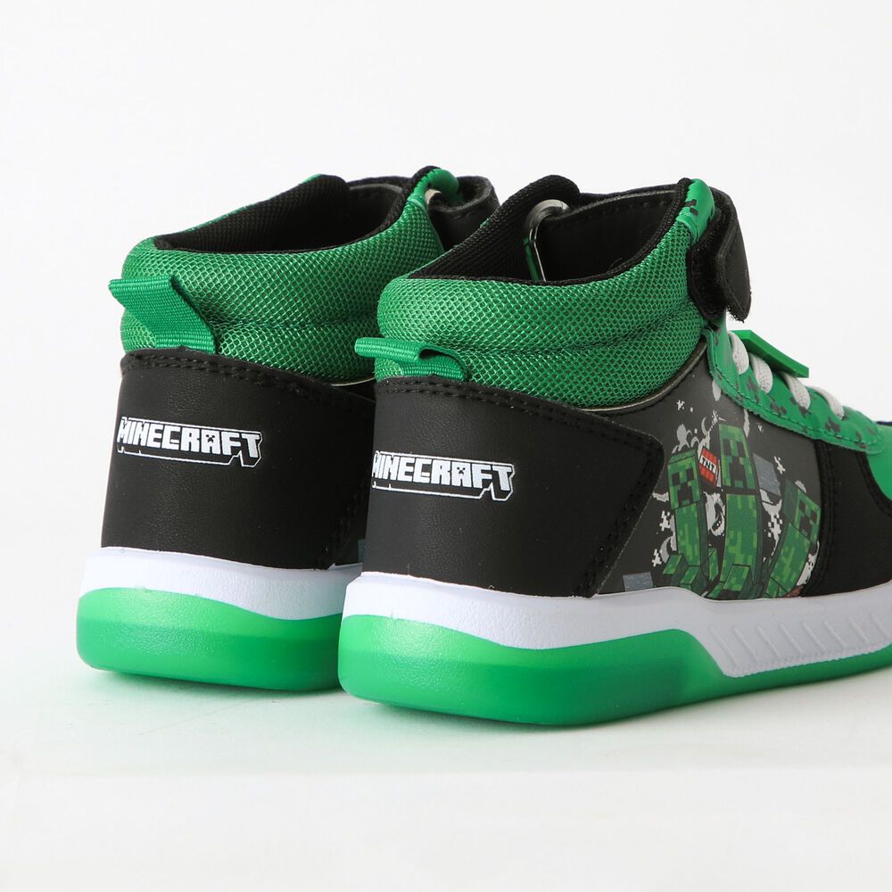 Zapatilla Ca&ntilde;a Alta Ni&ntilde;o Luces Tnt Verde Minecraft image number 2.0