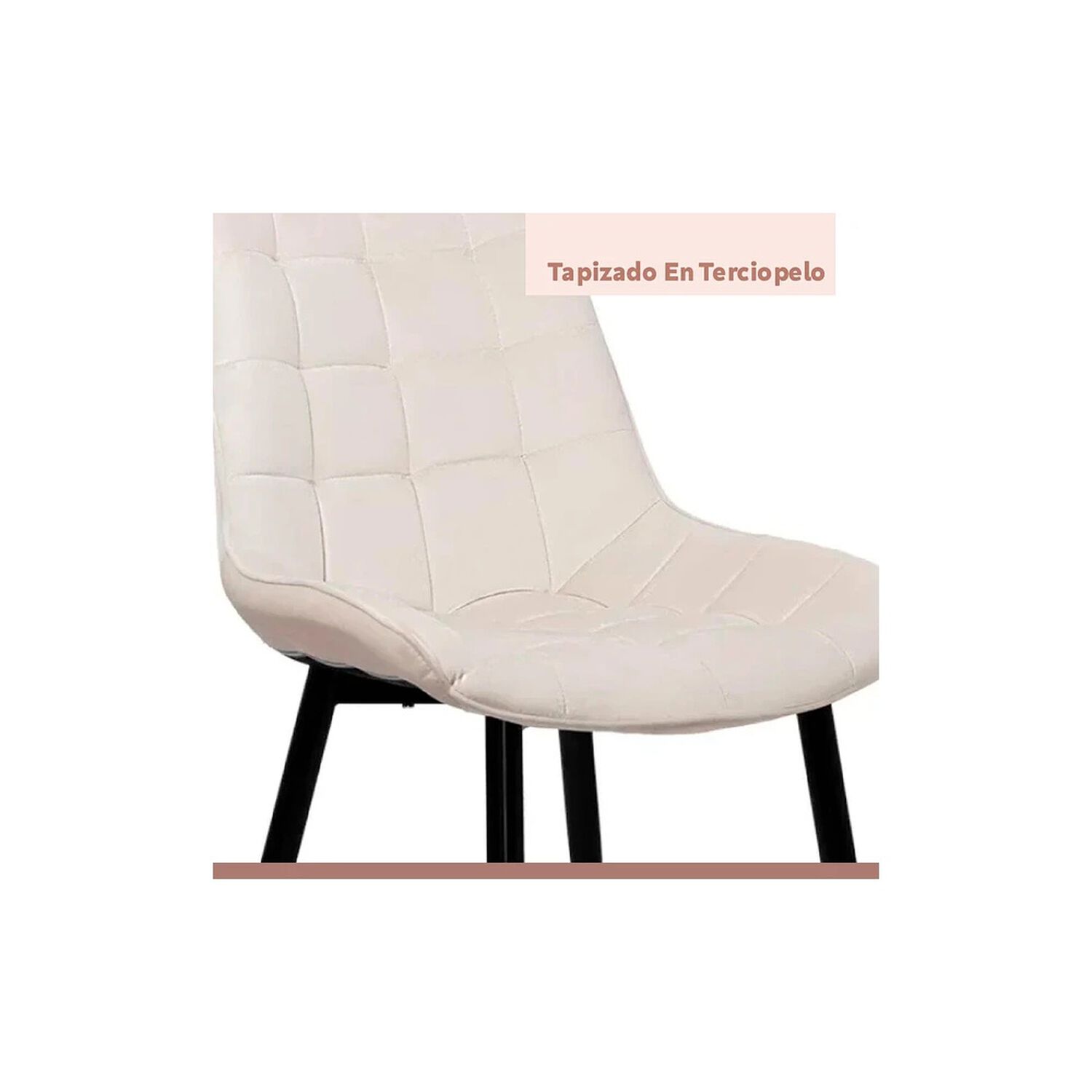 Comedor Mesa Vidrio Rectangular 120x80 + 6 Silla Macron Terciopelo - Beige image number 7.0