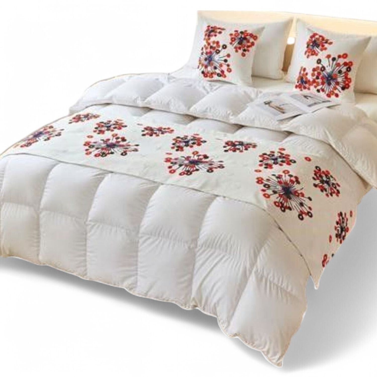  Piecera Bordada 210cm X 70cm + 2 Fundas 45cm X 45cm Para Cama De 2 Plazas O King - Pb4-8 image number 0.0