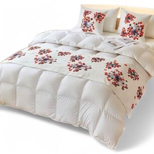  Piecera Bordada 210cm X 70cm + 2 Fundas 45cm X 45cm Para Cama De 2 Plazas O King - Pb4-8