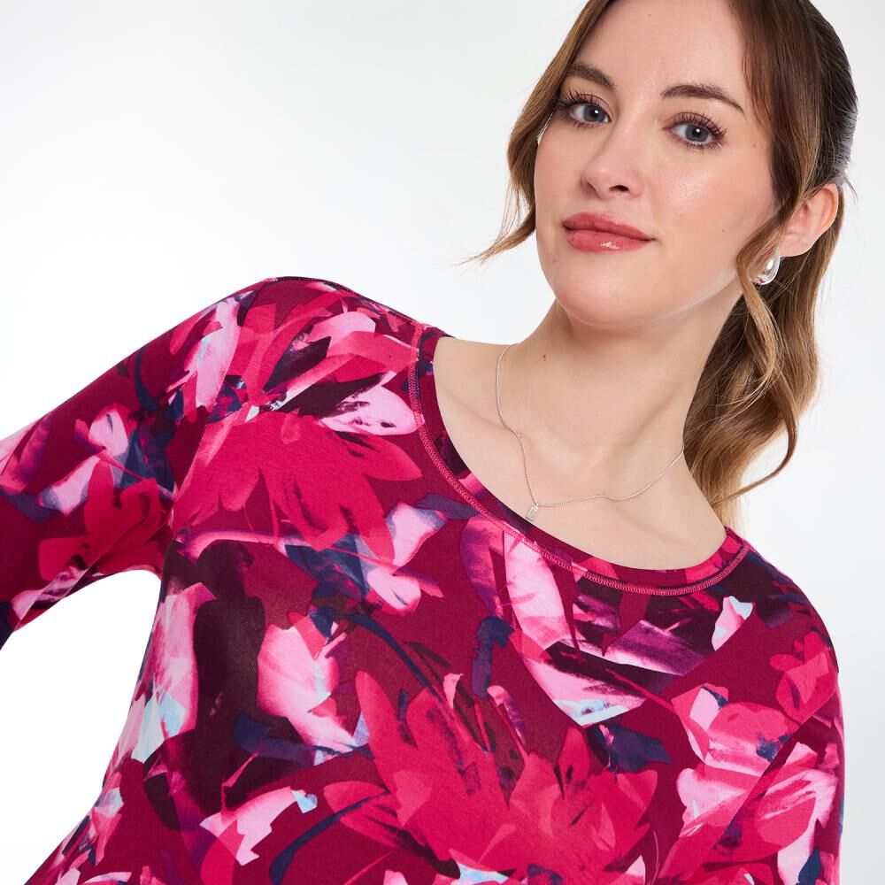 Polera Full Print Manga 3/4 Cuello Redondo Mujer Lesage image number 4.0
