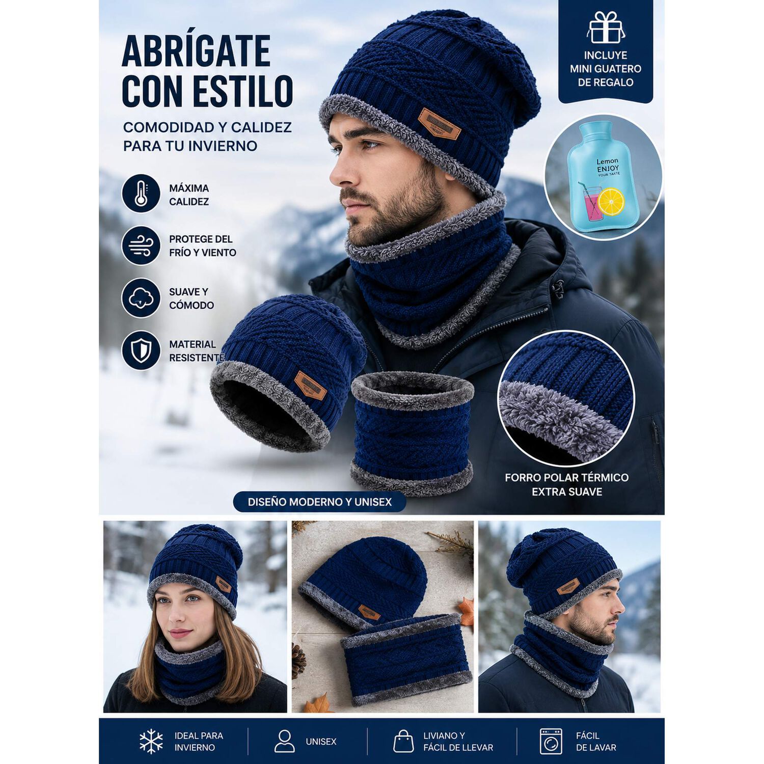 Pack Gorro Y Cuello Polar + Guatero Invierno Unisex image number 4.0