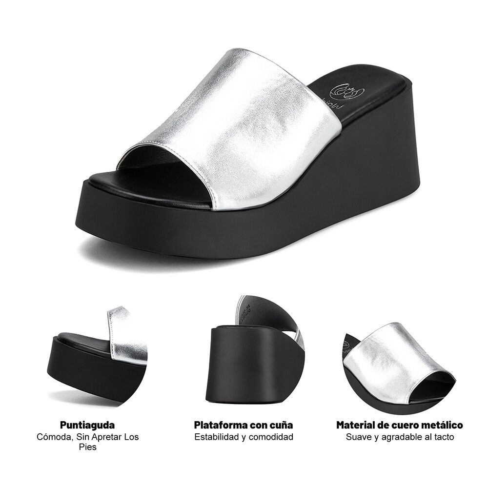 Sandalia Casual Plataforma Plateada Mujer Weide Qiu330 image number 7.0