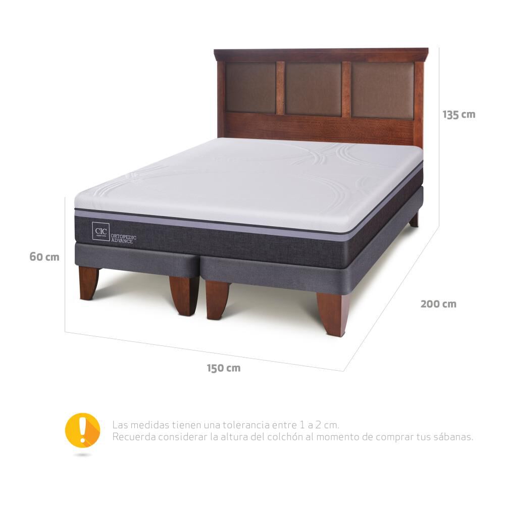 Cama Europea Cic Ortopedic Advance / 2 Plazas / Base Dividida + Respaldo image number 2.0