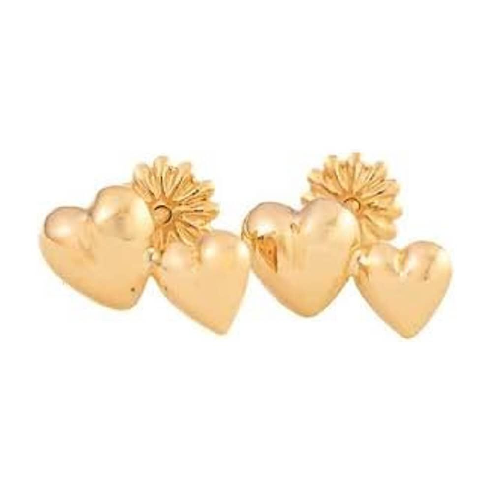 Aros Doble Coraz&oacute;n Oro 18k Nacional image number 0.0