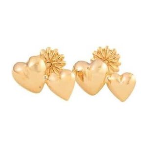 Aros Doble Coraz&oacute;n Oro 18k Nacional