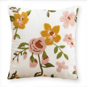 Funda Cojin Bordada 45x45 Cm Flor Rosada