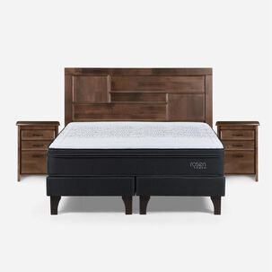 Cama Europea Rosen Tempo / 2 Plazas / Base Dividida + Set De Maderas Dolce