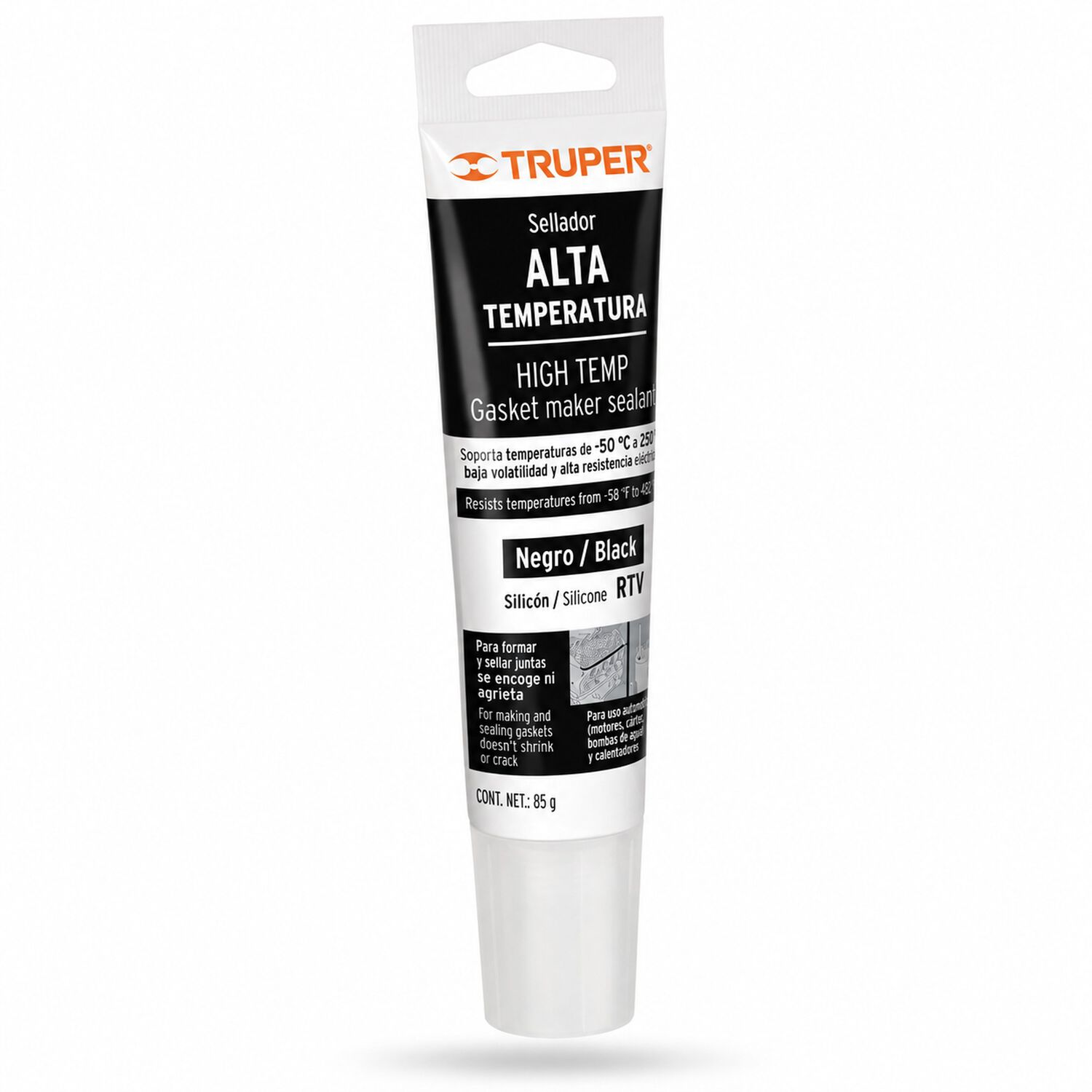 Silicona Sellador Negro Para Altas Temperaturas 85g Truper image number 0.0