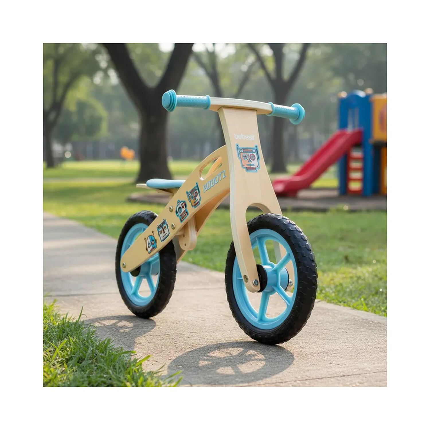 Bicicleta De Equilibrio Aprendizaje Madera Robot Celeste Bebesit image number 1.0