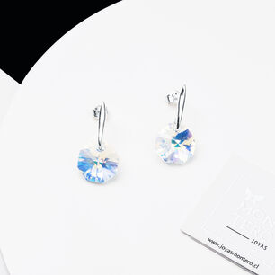 Aros Bruselas Plata Italiana 925 Y Cristal Genuin Aurora Boreal