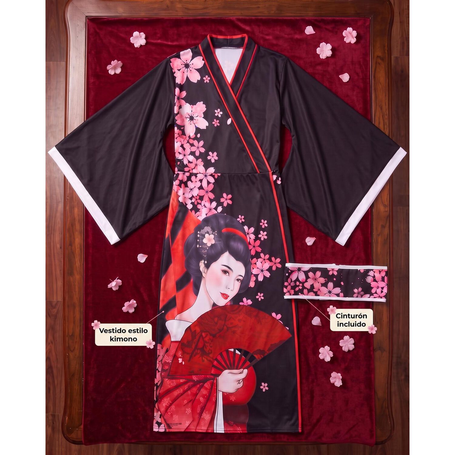 Kimono Elegante Tradicional Japon&eacute;s Mujer Obi Incluido image number 2.0