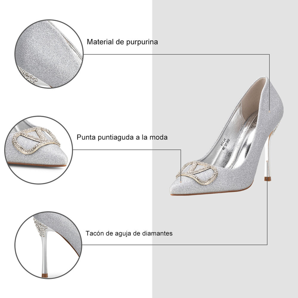 Zapatos Taco Alto Plateado Fiesta Ghe12 Weide image number 4.0