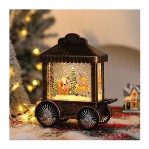 Caja Musical Interior De Nieve Navide&ntilde;o Musical Con Trineo Y Renos 21,5cm