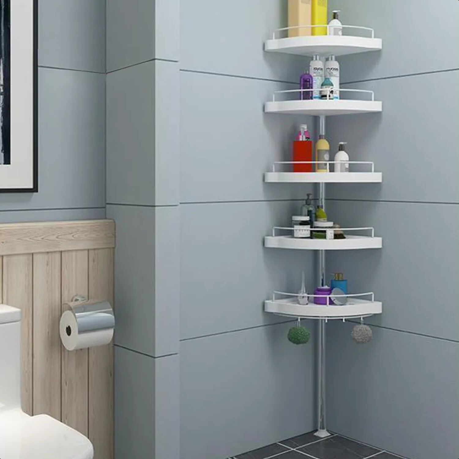 Organizador Esquinero Ba&ntilde;o Multiuso 4 Pisos Ajustable image number 2.0