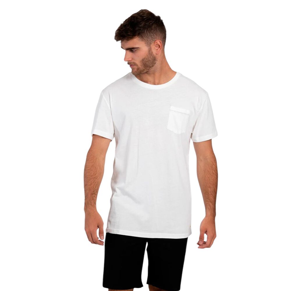 Polera Orgánica Con Bolsillo Blanco Hombre Falcone image number 1.0
