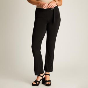 Pantalón Con Hebilla Tiro Alto Recto Mujer Lorenzo Di Pontti