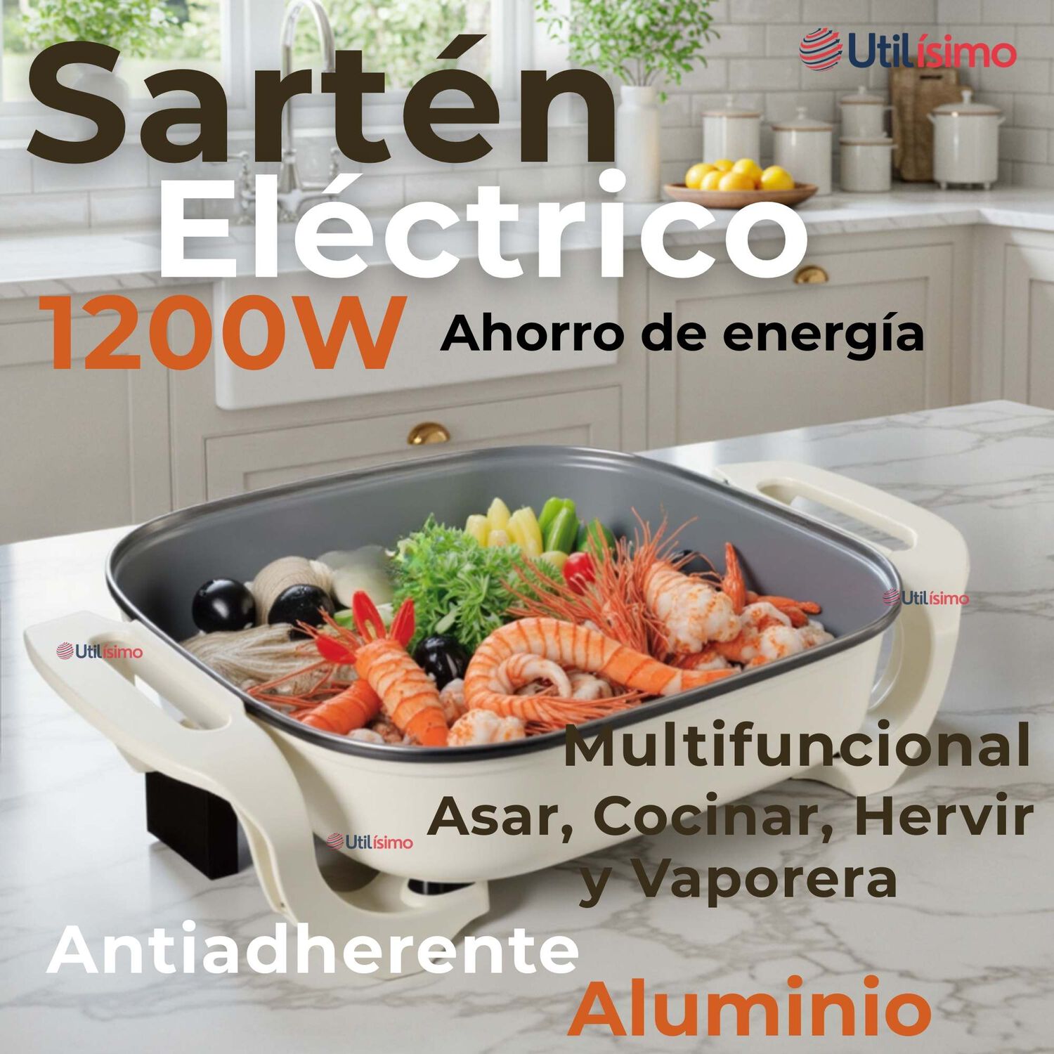 Sart&eacute;n El&eacute;ctrico Antiadherente Multifuncional 5 Litros 1200w De Potencia image number 1.0