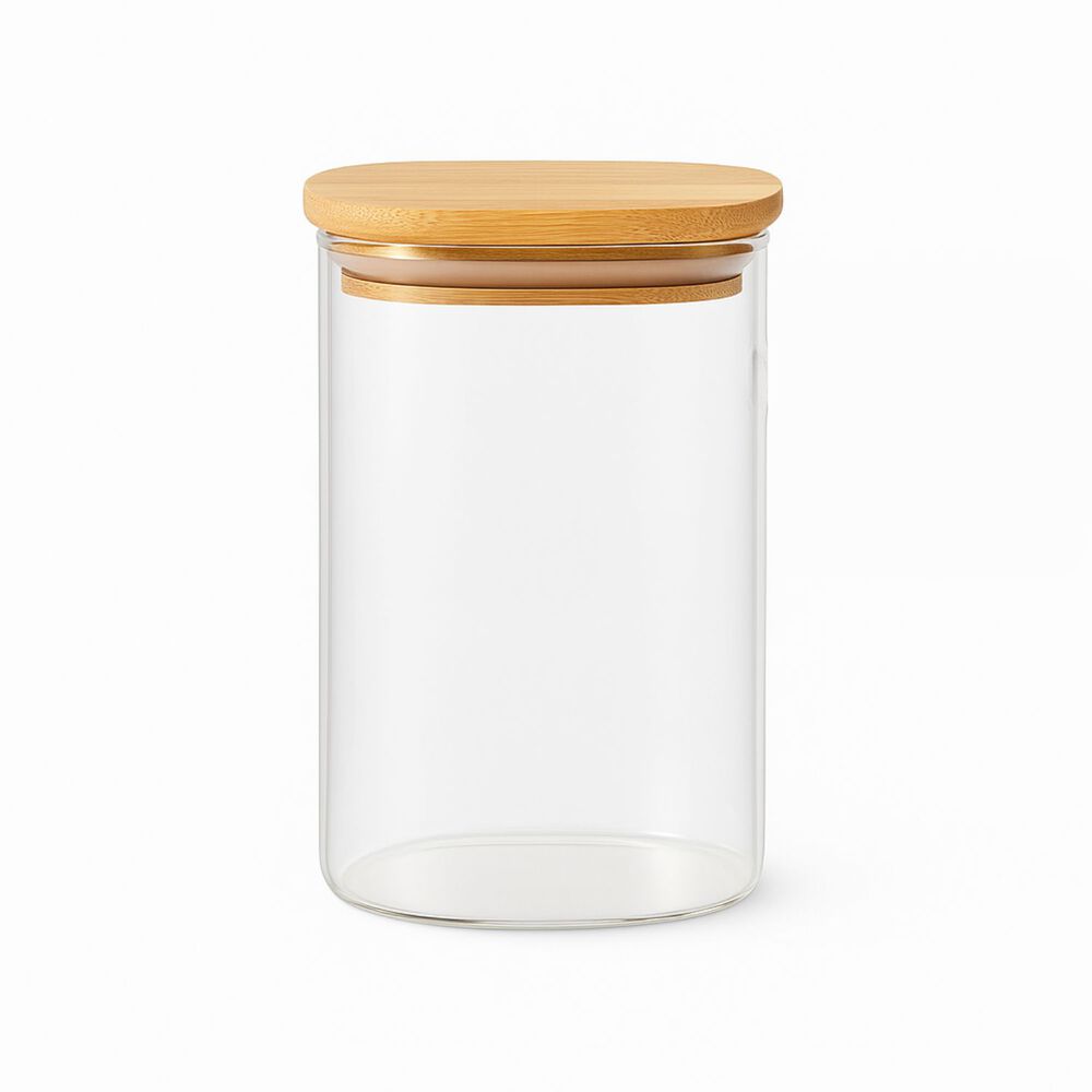 Frasco Contenedor Hermetico 860ml Vidrio 12cm Redondo Con Cuchara image number 1.0