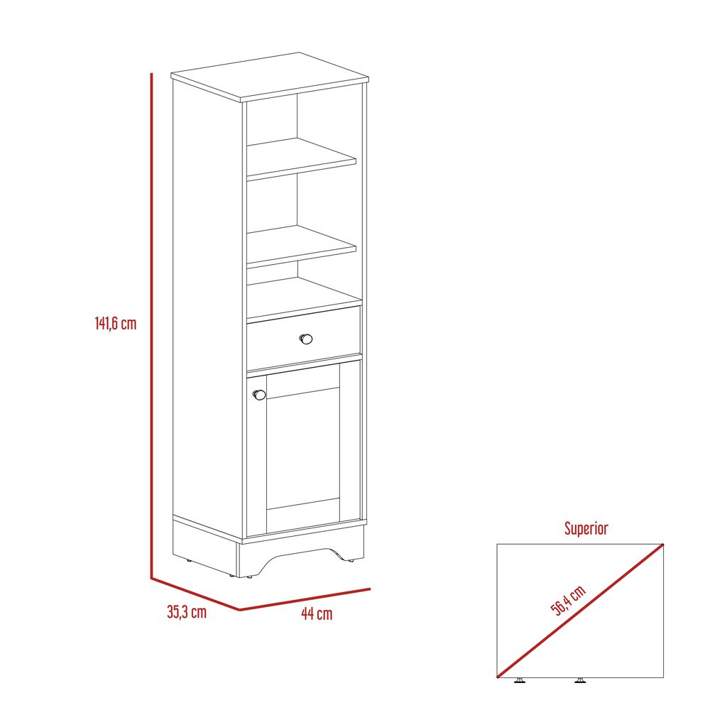 Estante Organzador Ba&ntilde;o 1 Puerta 1 Cajon Fm-005c Caf&eacute; Claro Y Blanco image number 5.0