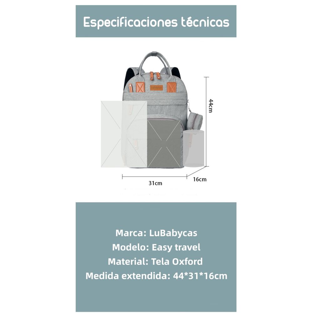 Mochila Maternal Con Monedero Y Colgador Lubabycas Rosada image number 15.0