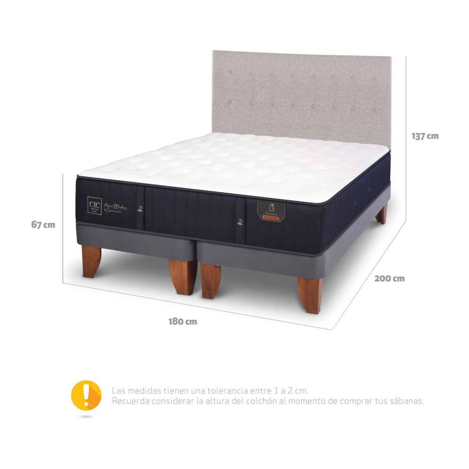 Cama Europea Cic Premium / King / Base Dividida + Respaldo image number 2.0