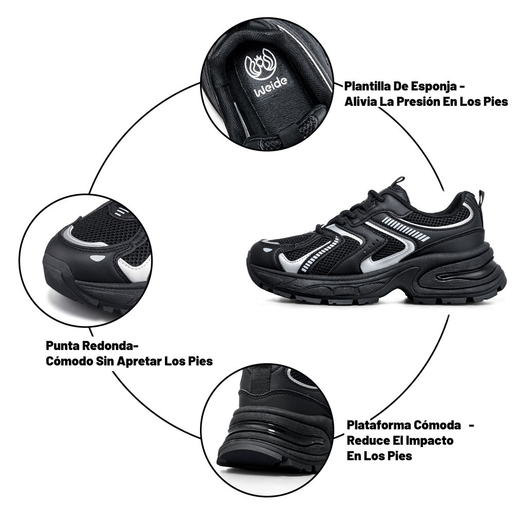 Zapatilla Deportiva Mujer De Malla Plataforma Weide Lt206 image number 8.0