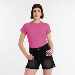 Polera Lavado Manga Corta Cuello Redondo Mujer Rolly Go