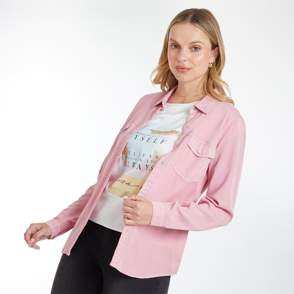 Blusa Manga Larga Cuello Camisero Mujer Kimera image number 2.0