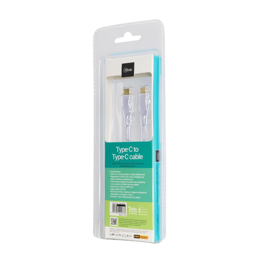 Cable Usb Tipo C A Tipo C De 1m Gris - Mlab image number 2.0