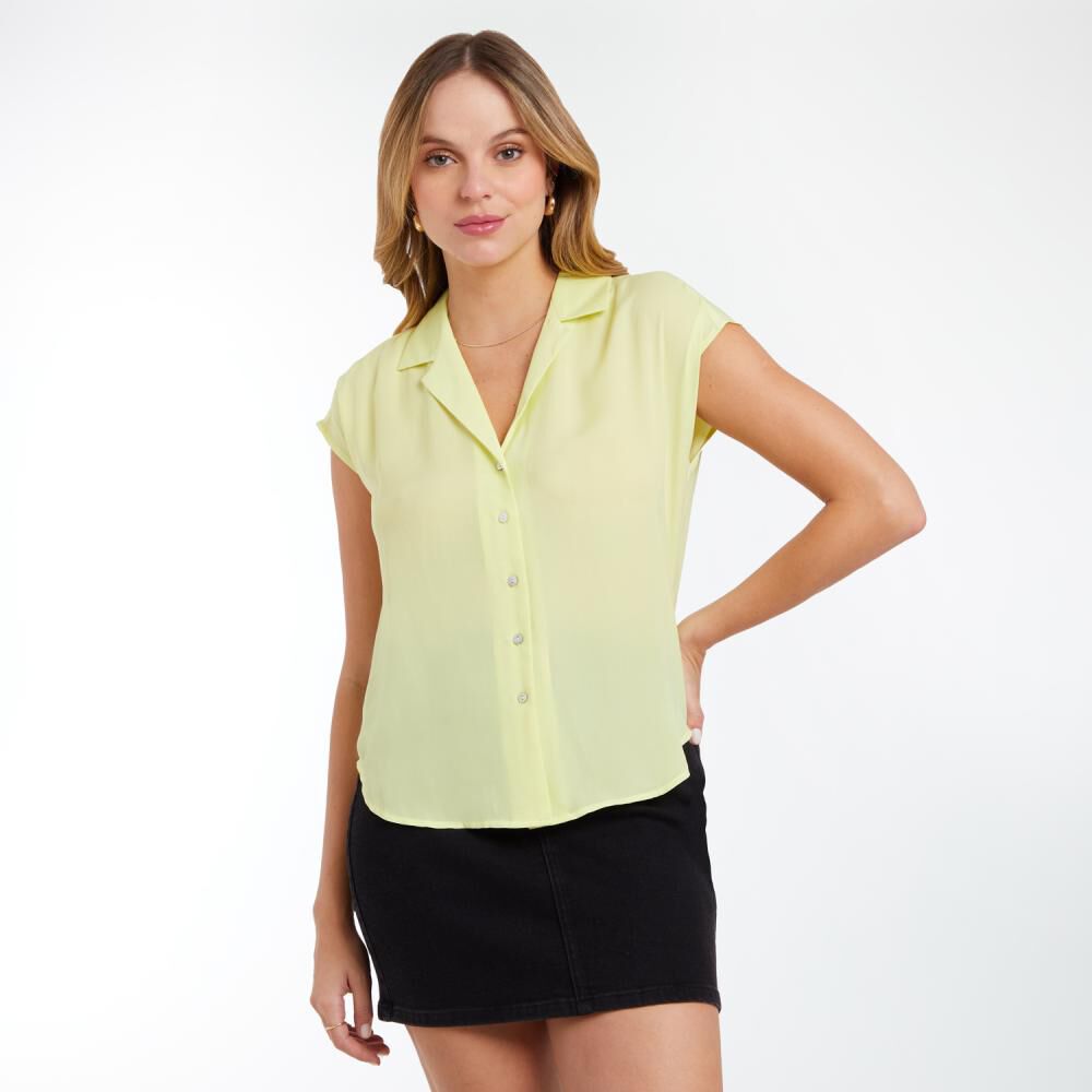 Blusa Regular Sin Mangas Cuello Camisero Mujer Kimera image number 0.0