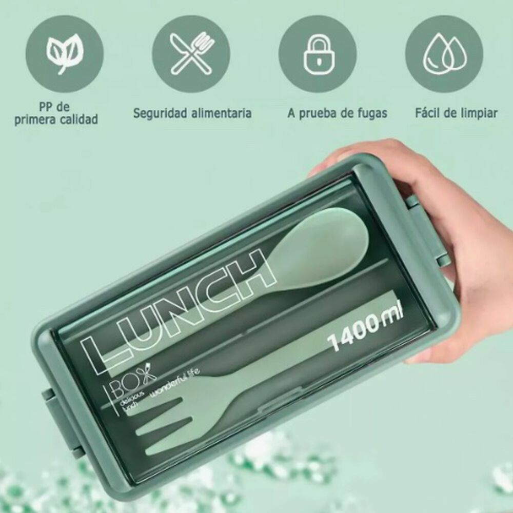 Lunch Box 2 Niveles Fiambrera Desmontable Con Cubiertos image number 3.0