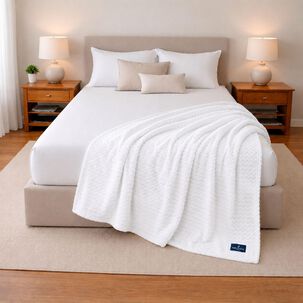 Manta De Cama Nautica Home Jacquard Franela Suave 127x178cm Blanca