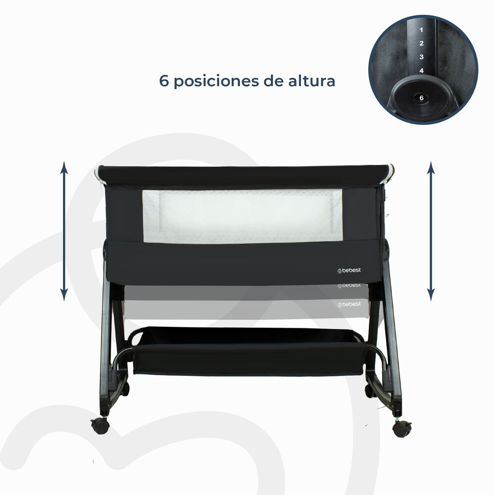 Cuna Colecho Balancin Cloud Colch&oacute;n Mosquitero Canasto Negro image number 4.0