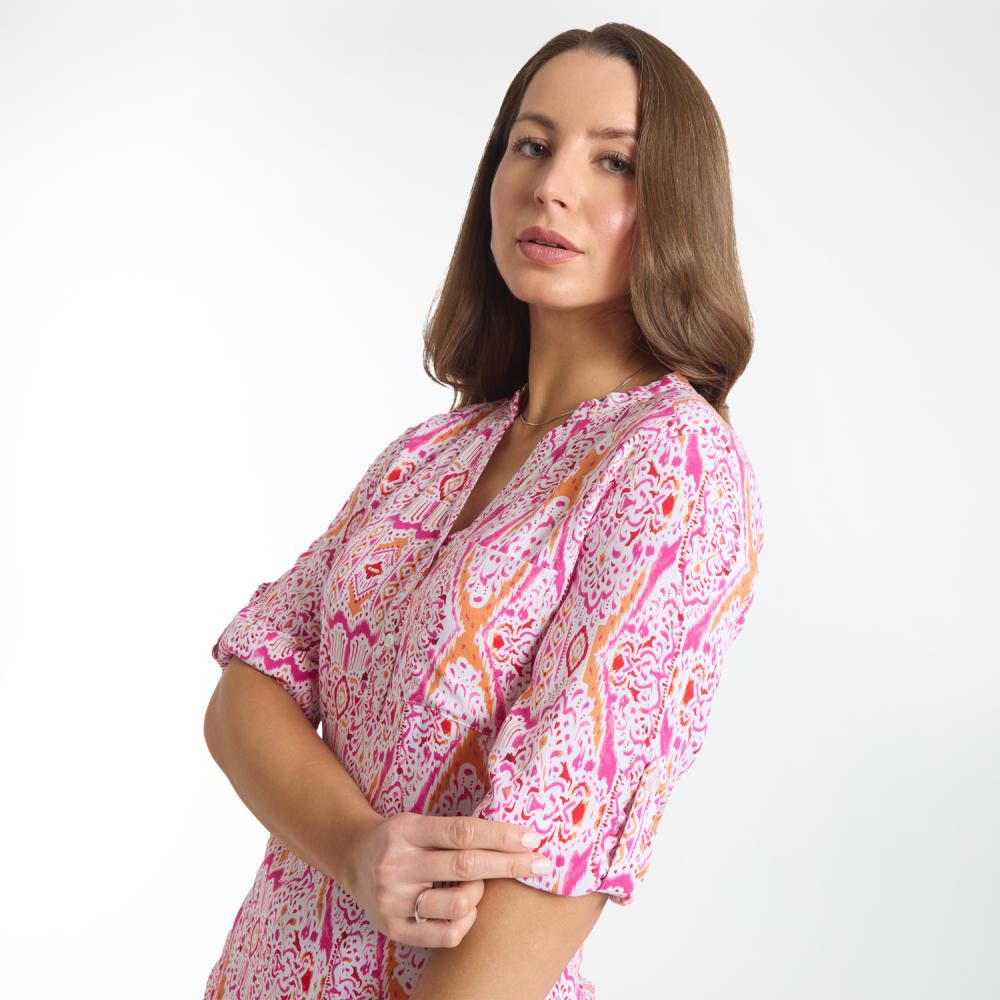 Blusa Estampada Bolsillo Delantero Manga Larga Cuello Maho Mujer Geeps image number 4.0