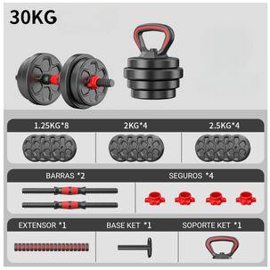 Set Mancuernas 30 Kg 3 En 1 Barra Ajustables